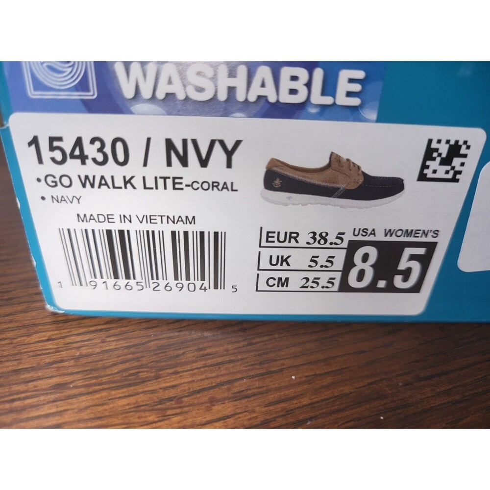 SKECHERS On-The-Go GO Walk Lite-Coral Washable Boat Shoe Navy/Brown 8.5 - Picture 4 of 4